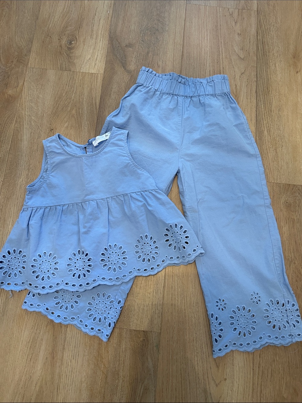 Zara Light Blue Eyelet Two-Piece Set